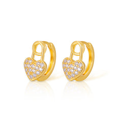 Stylish Peach Heart Zircon Earrings for Girlfriend