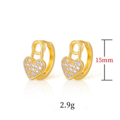 Stylish Peach Heart Zircon Earrings for Girlfriend