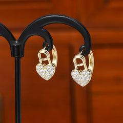 Stylish Peach Heart Zircon Earrings for Girlfriend
