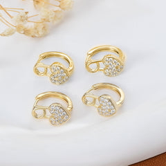 Stylish Peach Heart Zircon Earrings for Girlfriend
