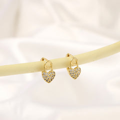 Stylish Peach Heart Zircon Earrings for Girlfriend
