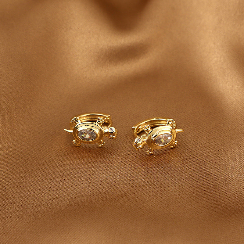 Girl s Turtle Inlaid Rhinestone Earrings Party Jewelry Accessories