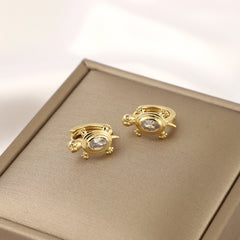 Girl s Turtle Inlaid Rhinestone Earrings Party Jewelry Accessories