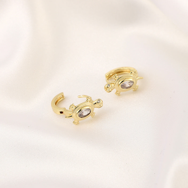 Girl s Turtle Inlaid Rhinestone Earrings Party Jewelry Accessories