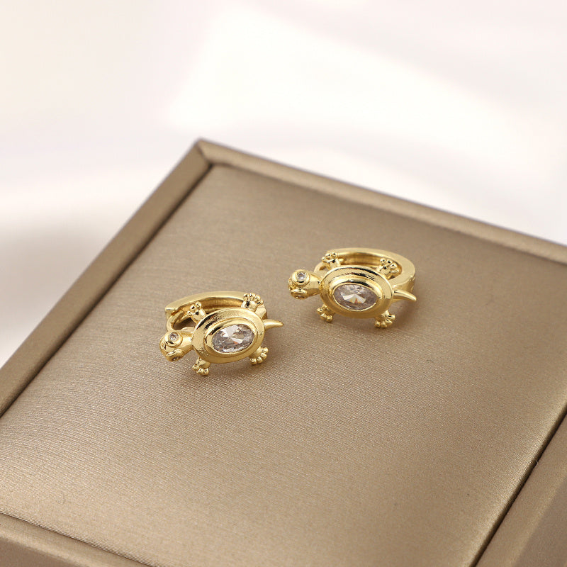 Girl s Turtle Inlaid Rhinestone Earrings Party Jewelry Accessories