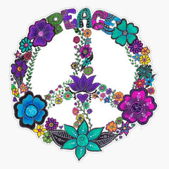 Vibrant Flower Peace Sign Sticker Self Adhesive for Bumper Laptop