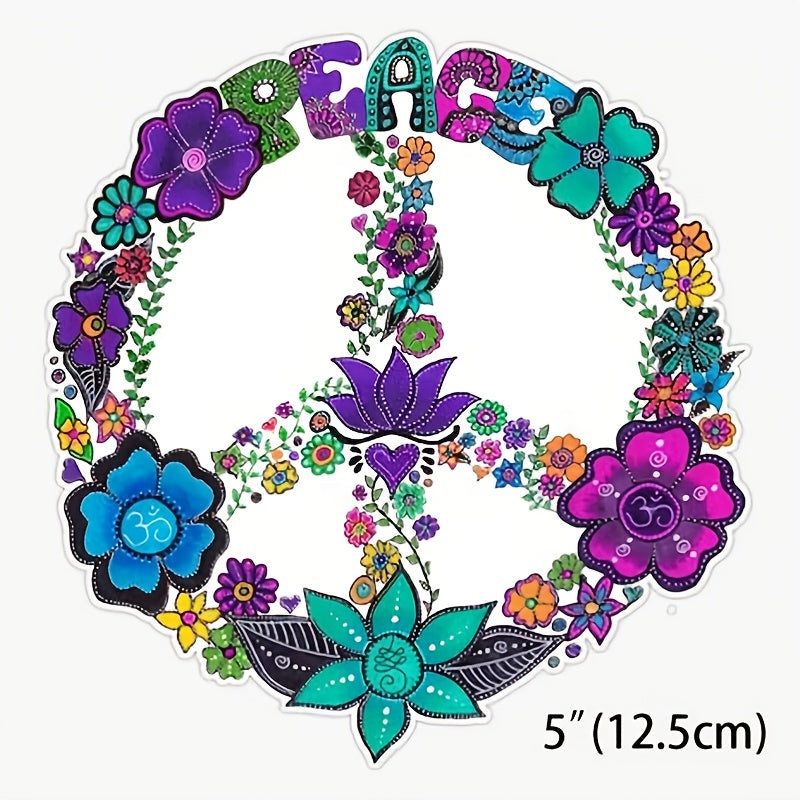 Vibrant Flower Peace Sign Sticker Self Adhesive for Bumper Laptop