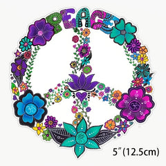 Vibrant Flower Peace Sign Sticker Self Adhesive for Bumper Laptop