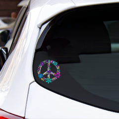 Vibrant Flower Peace Sign Sticker Self Adhesive for Bumper Laptop