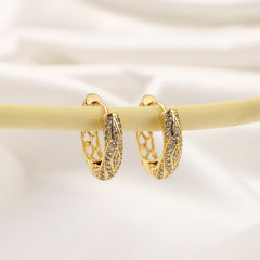 Girl's Engraved Copper Zircon Earrings Heart Pattern Wedding Jewelry