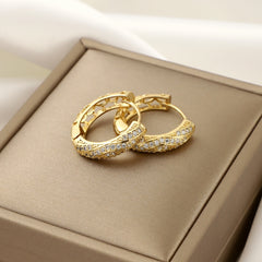 Girl's Engraved Copper Zircon Earrings Heart Pattern Wedding Jewelry