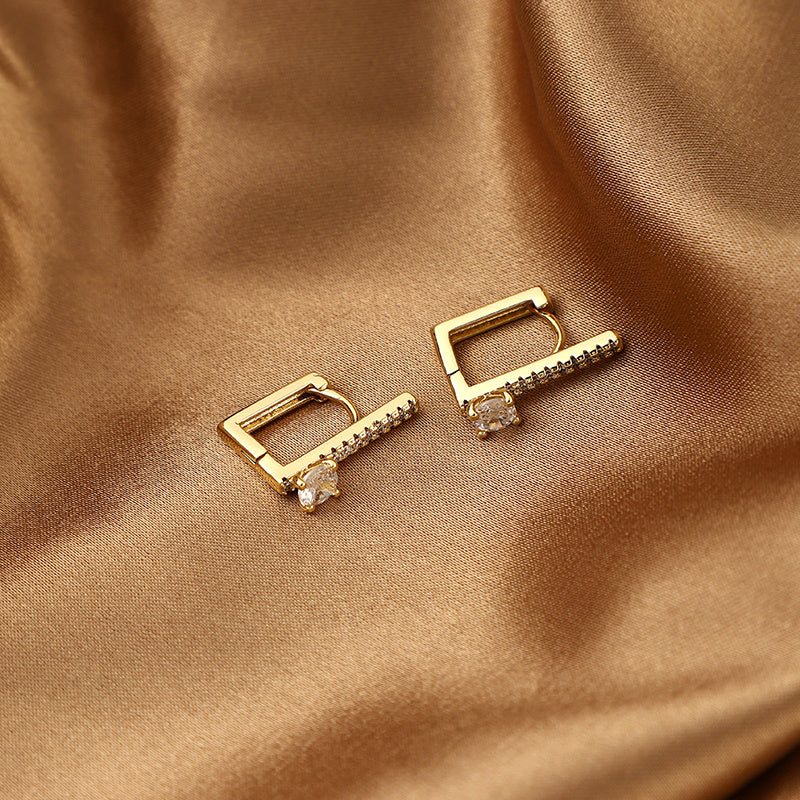 Geometric Square Zircon Earrings for Girls