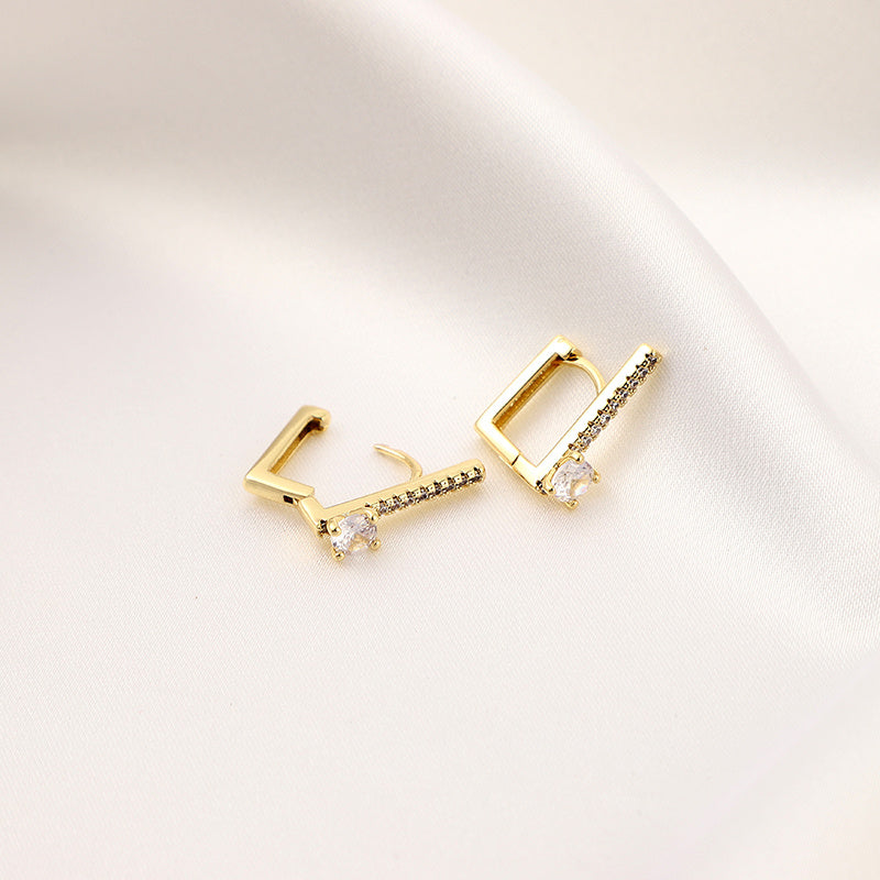 Geometric Square Zircon Earrings for Girls