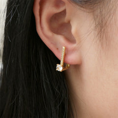 Geometric Square Zircon Earrings for Girls