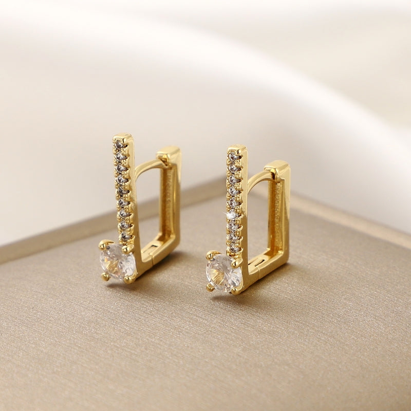 Geometric Square Zircon Earrings for Girls