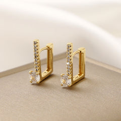 Geometric Square Zircon Earrings for Girls