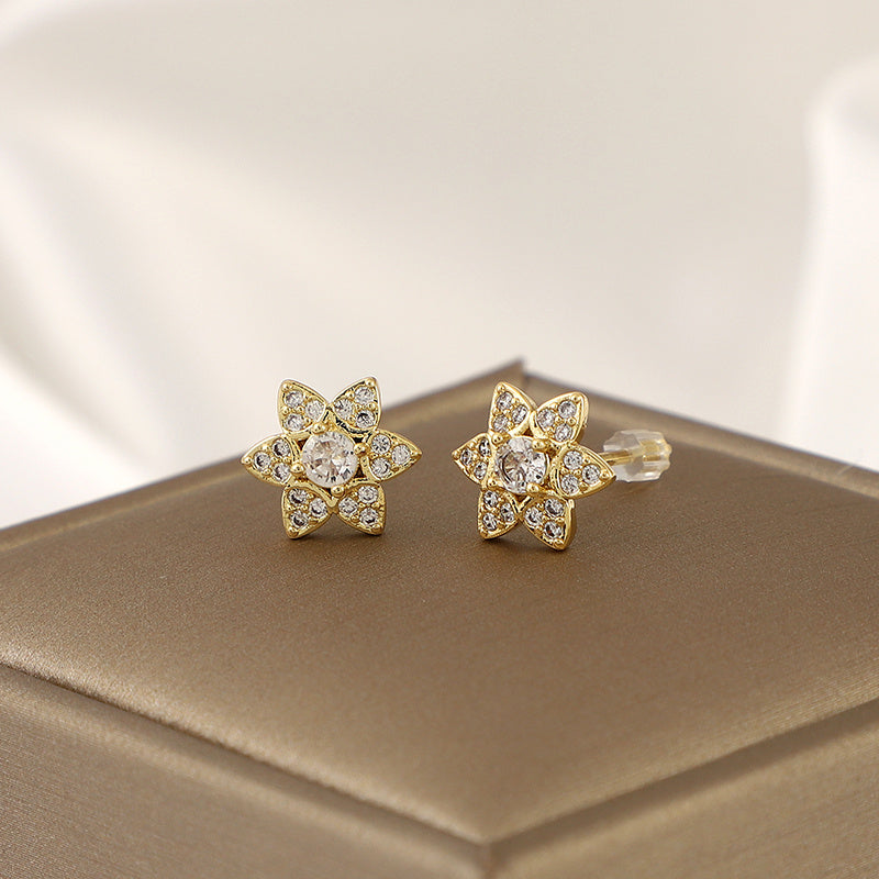 Hexagonal Star Zircon Earrings - Fashionable Copper Micro Inlay
