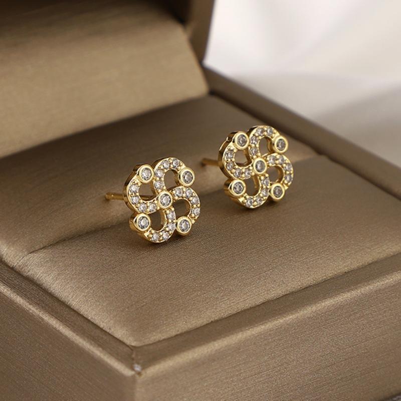 Girl's Lucky Four-leaf Clover Rhinestone Ear Buckle