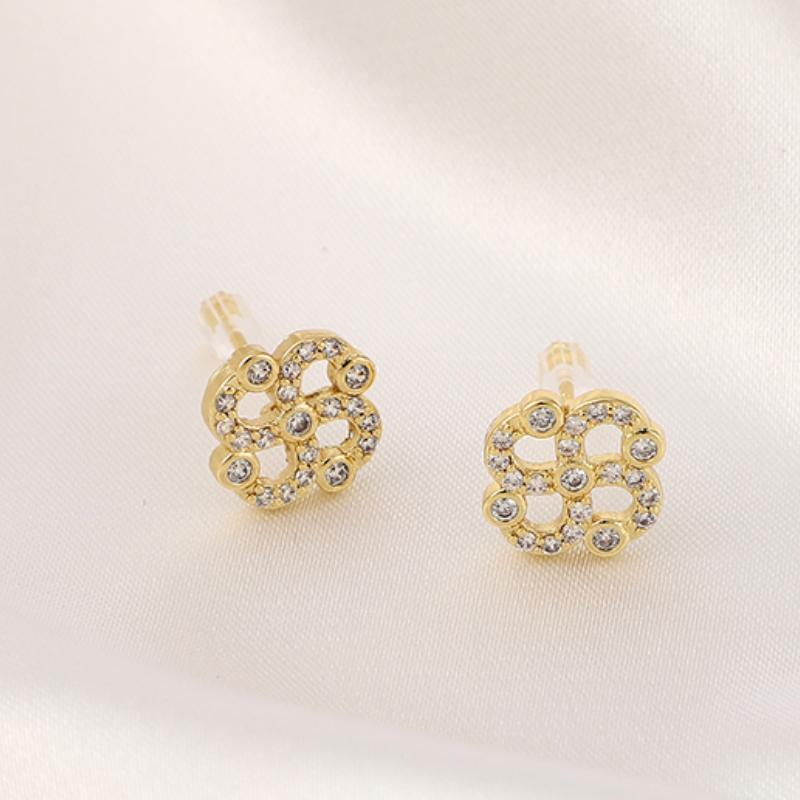 Girl's Lucky Four-leaf Clover Rhinestone Ear Buckle