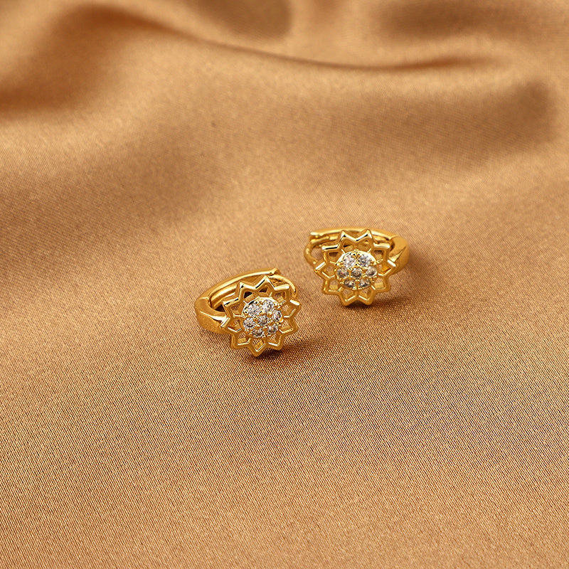 Girl's Sunflower Hollow Earrings for Party Jewelry