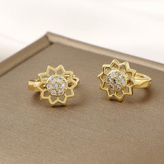 Girl's Sunflower Hollow Earrings for Party Jewelry