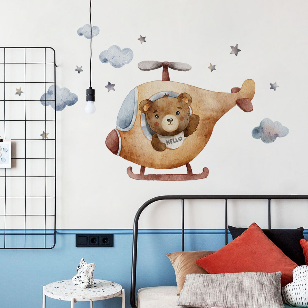Bear Airplane Cloud Wall Stickers Set for Kids' Bedrooms