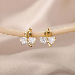 Zircon Heart Butterfly Earrings Party Jewelry Accessory Gift