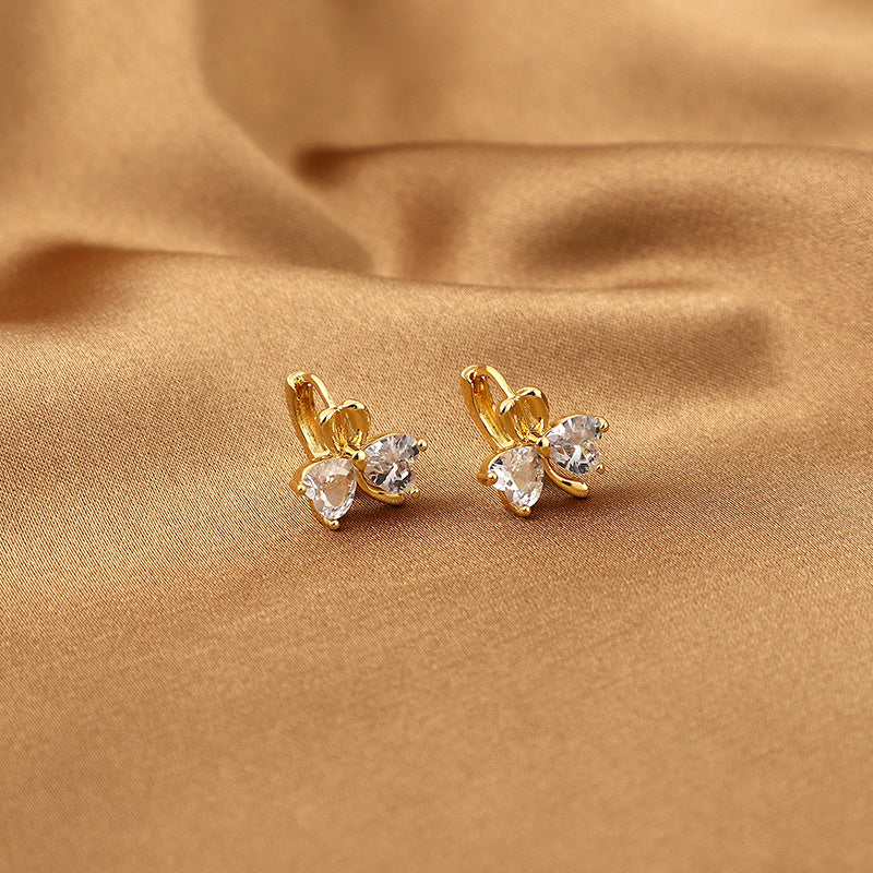 Zircon Heart Butterfly Earrings Party Jewelry Accessory Gift