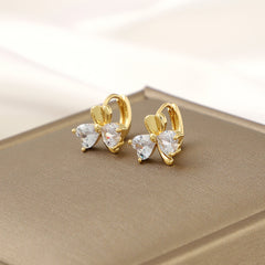 Zircon Heart Butterfly Earrings Party Jewelry Accessory Gift