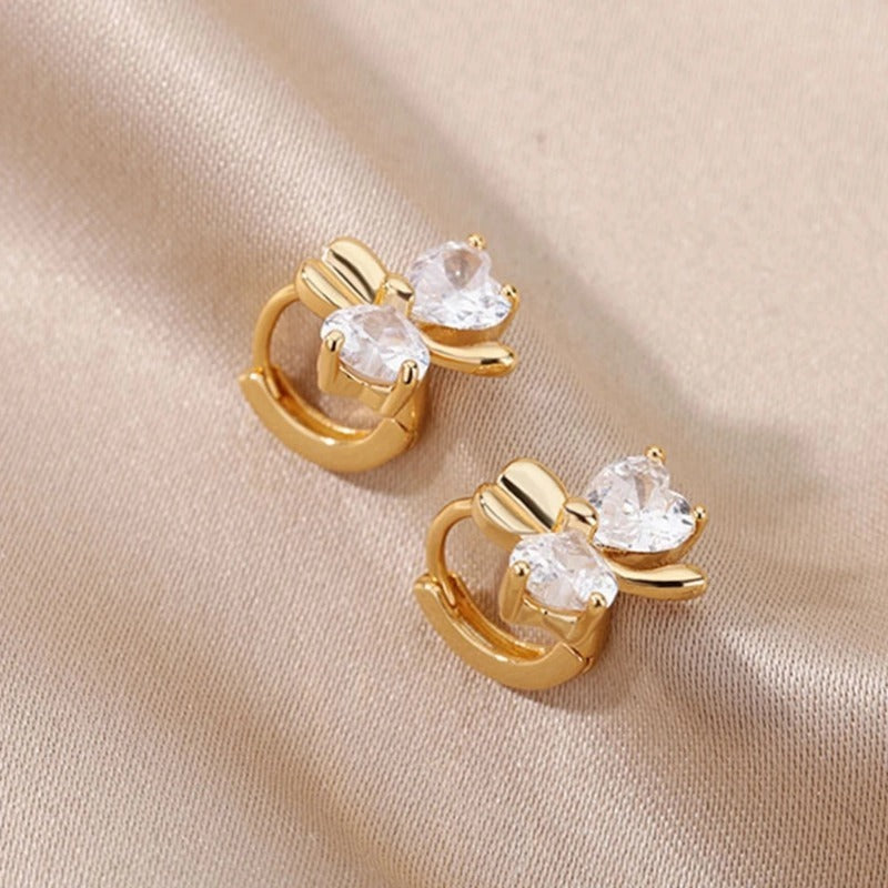 Zircon Heart Butterfly Earrings Party Jewelry Accessory Gift