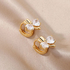 Zircon Heart Butterfly Earrings Party Jewelry Accessory Gift