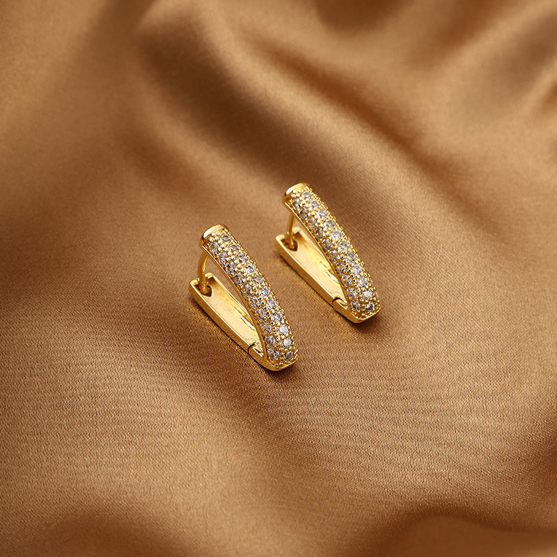 Copper Micro Inlaid Zircon Earrings for Banquet Party
