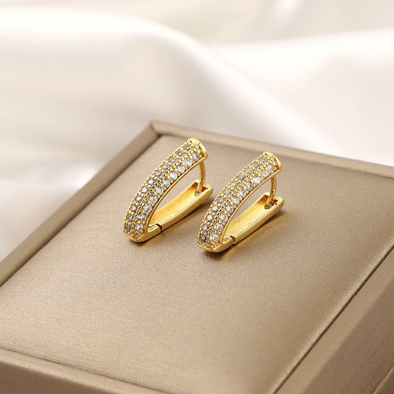 Copper Micro Inlaid Zircon Earrings for Banquet Party