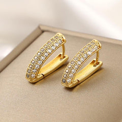 Copper Micro Inlaid Zircon Earrings for Banquet Party
