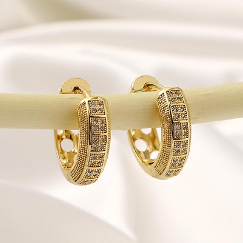 Geometric Copper Zircon Earrings Party Jewelry Ladies Birthday Gift