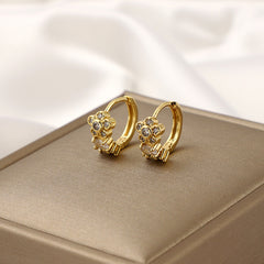 Geometric Flower Earrings Copper Zircon Jewelry