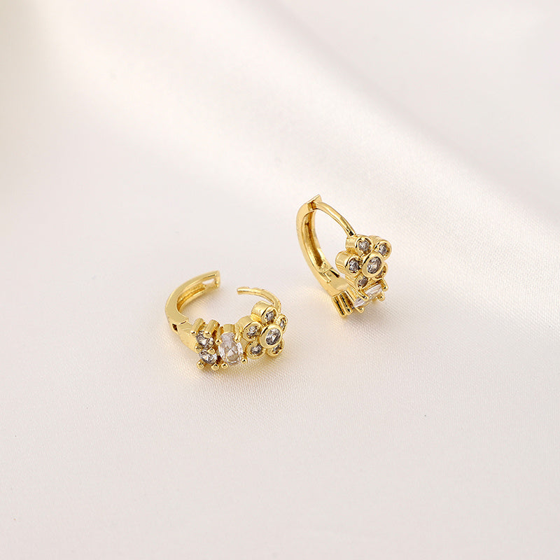 Geometric Flower Earrings Copper Zircon Jewelry