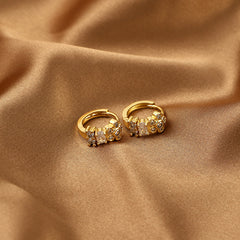 Geometric Flower Earrings Copper Zircon Jewelry