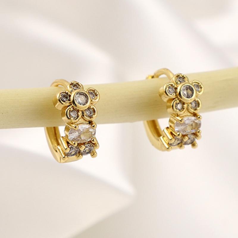 Geometric Flower Earrings Copper Zircon Jewelry