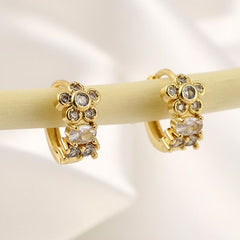 Geometric Flower Earrings Copper Zircon Jewelry