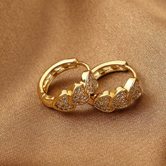 Girl's Pop Heart To Heart Zircon Earrings for Parties