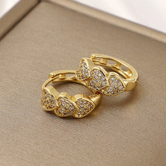 Girl's Pop Heart To Heart Zircon Earrings for Parties