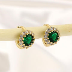 Girl s And Copper Zirconia Emerald Earrings Romantic Party Gift