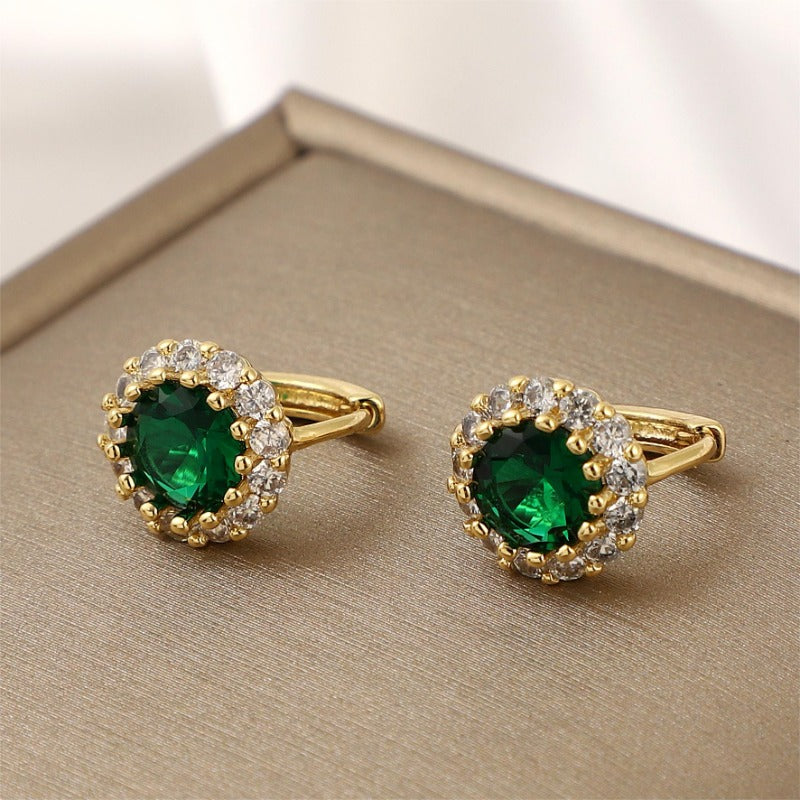 Girl s And Copper Zirconia Emerald Earrings Romantic Party Gift