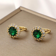 Girl s And Copper Zirconia Emerald Earrings Romantic Party Gift
