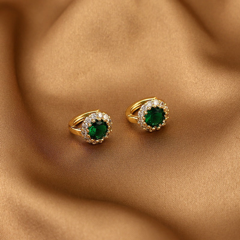 Girl s And Copper Zirconia Emerald Earrings Romantic Party Gift