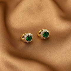Girl s And Copper Zirconia Emerald Earrings Romantic Party Gift
