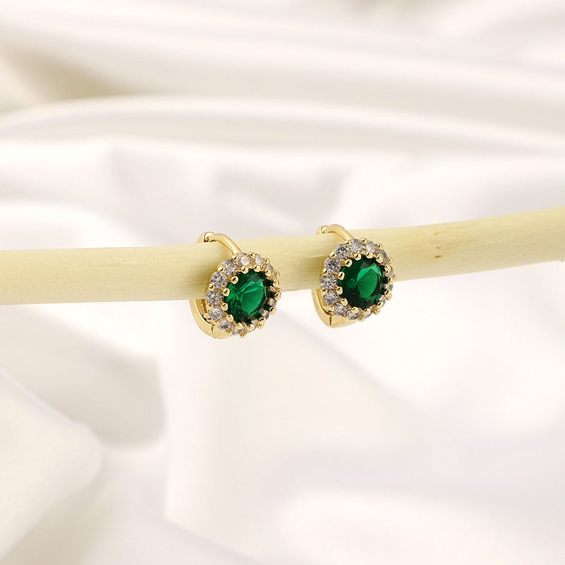 Girl s And Copper Zirconia Emerald Earrings Romantic Party Gift