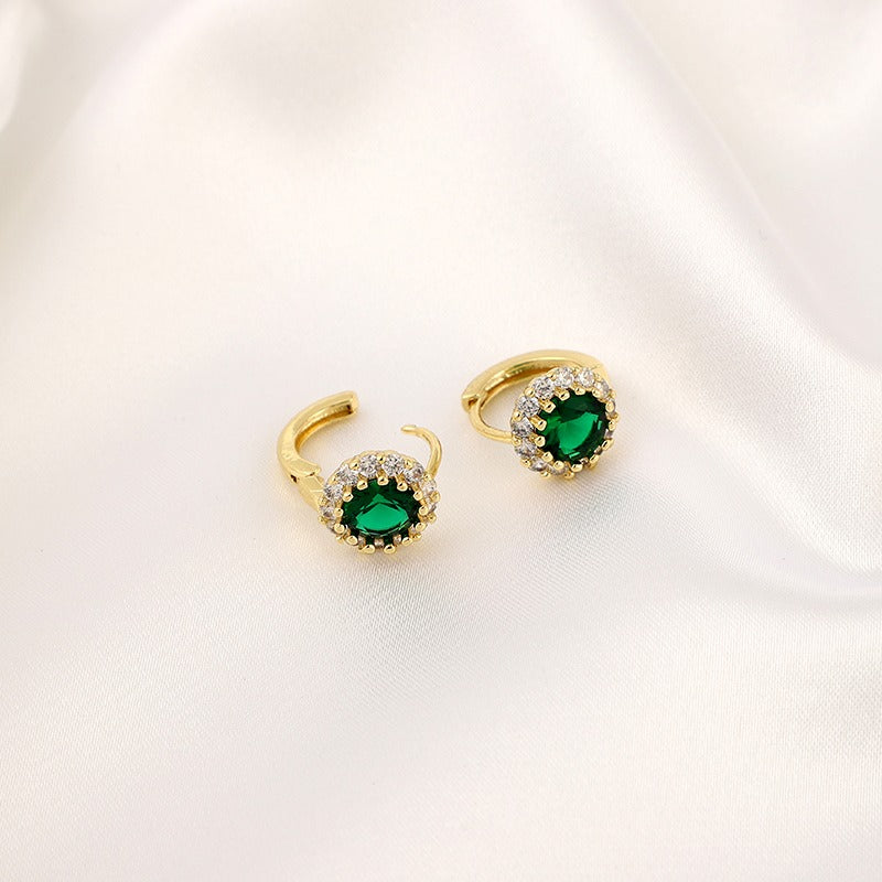 Girl s And Copper Zirconia Emerald Earrings Romantic Party Gift
