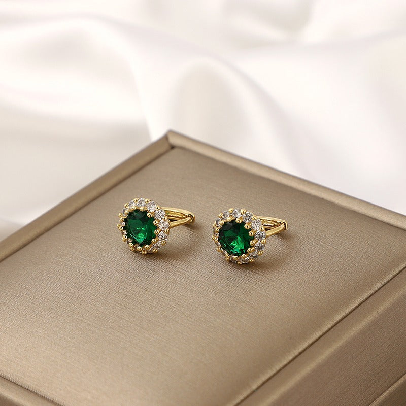 Girl s And Copper Zirconia Emerald Earrings Romantic Party Gift
